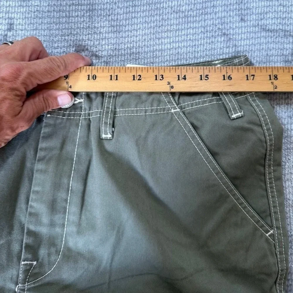 True Religion Mens Olive‎ Green Contrast Stitch Cargo Pants Straight Leg 34X31.